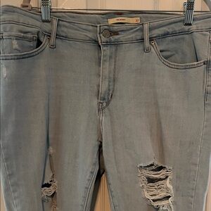 Levi’s 711 Skinny Light Blue Distressed Women Jeans Stretch Denim